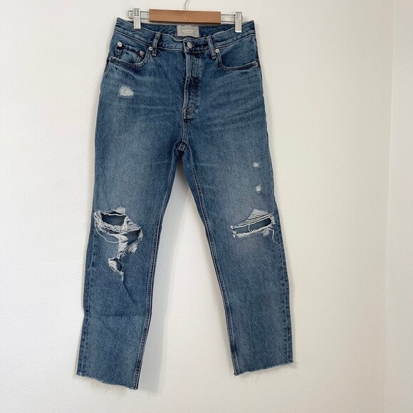 Everlane High Rise Distressed 90's The Cheeky Jeans Size 27 Crop Organic Cotton - Picture 2 of 12